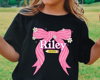 Coquette Back To School Shirt for Girl Toddler Girl First Day Of School Shirt Kids Name Back To School Gifts 1st Day Of First Grade Shirt