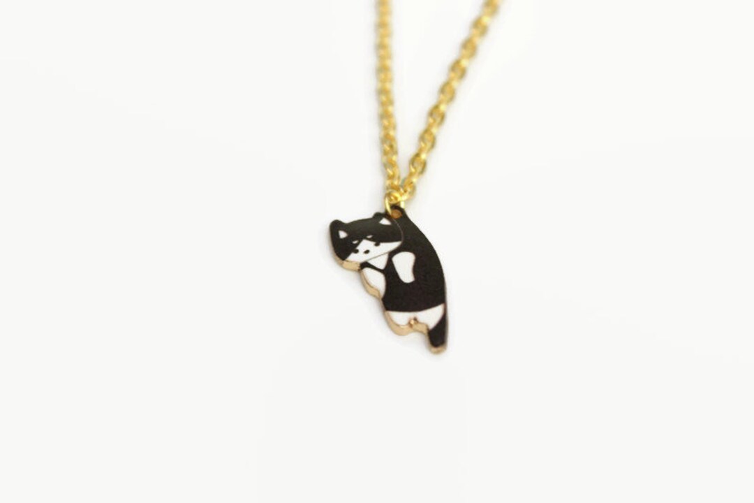 Black and White Cat Necklace Gold Necklace for Cat Lovers Etsy