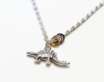 Nonbinary stegosaurus necklace, enby dinosaur necklace