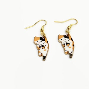 Calico cat earrings
