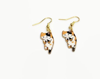 Calico cat earrings