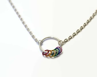 Gay pride necklace, gay eternity necklace, gay pride flag, rainbow necklace