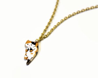Calico cat necklace, gold necklace for cat lovers, cat lady necklace, calico necklace, cat jewelry