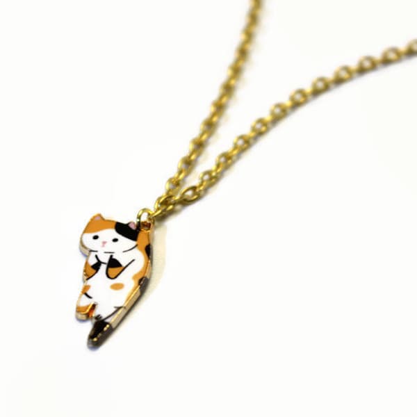Calico cat necklace, gold necklace for cat lovers, cat lady necklace, calico necklace, cat jewelry
