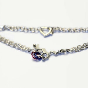 Bisexual serotonin anklet, chemistry jewelry, happiness anklet, molecule anklet