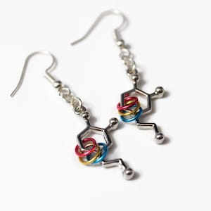 Pansexuelle Dopamin Ohrringe, pansexual Chemie Ohrringe, Pan Pride Biochem Geschenk