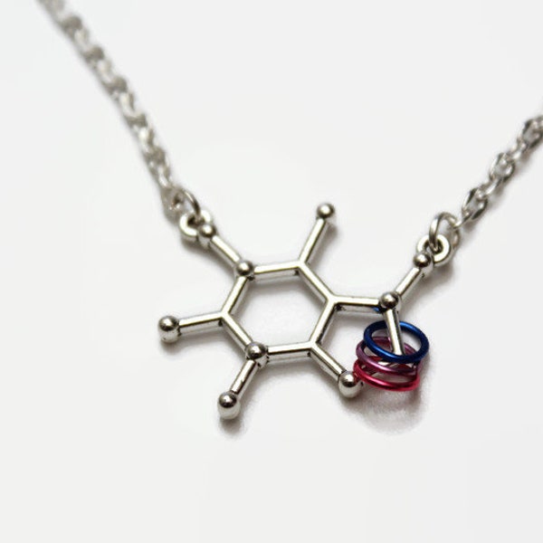 Bisexual caffeine necklace, bisexual necklace, caffeine jewelry, bi pride necklace