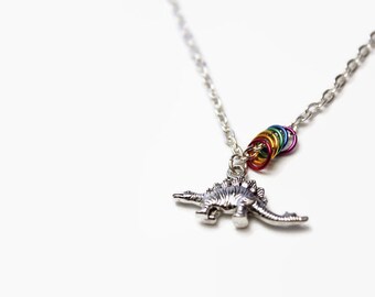 Gay stegosaurus necklace, gay dinosaur necklace