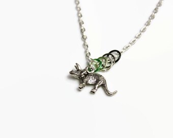 Aromantic triceratops necklace, necklace for dinosaur lovers