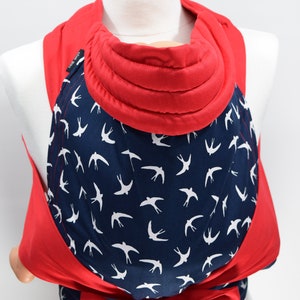 MEI TAI Baby Carrier Baby Sling MNSdesigns Soft Cotton Baby Wrap Carrier Indigo Swallow Birds Ready Made in UK
