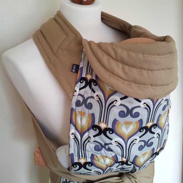 MEI TAI Baby Carrier / Sling / Reversible / Abstract Garden with light brown in straight cut model