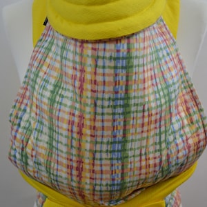 Baby Sling Mei Tai Baby Carrier Baby Wrap Baby Wearing Back Carrier MNSdesigns Chalk Squares Yellow Ready Made in UK