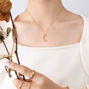 Lunar Glow 14K Gold Plated Moon Necklace | Dainty Celestial Jewelry | Crescent Pendant | Gift for Her | Minimalist Gold Chain