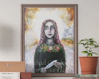 Our Lady of Nurture Giclee Art Print - by Rachael Caringella - Fine Art Print by Tree Talker Art - Mixed Media Art