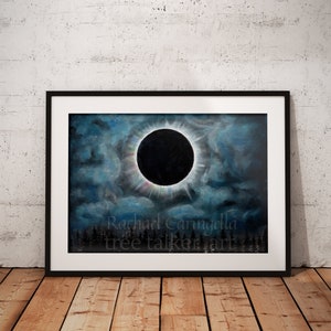Lunar Eclipse Giclee Print - Blood Moon Art by Rachael Caringella - Full Moon Painting- Tree Talker Art