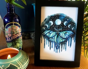 Small Luna Moth Art Print - 4x6 Moon Phase Moth - Watercolor Painting by  Rachael Caringella - Tree Talker Art -