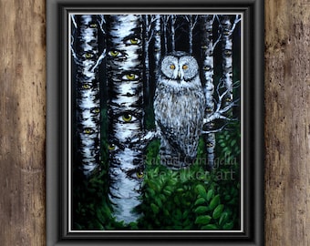 Giclee Art Print - Spirits of The Forest by Rachael Caringella - Fine Art Print by Tree Talker Art - Glow in the dark option