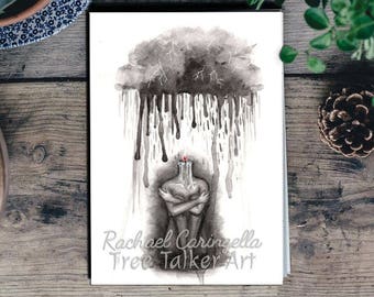 Depression Painting - Depression Art by  Rachael Caringella - Tree Talker Art - Mental Health Awareness