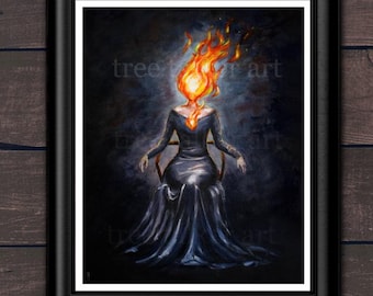 She Burns - Fine Art Print - Giclee Art Print by Rachael Caringella Tree Talker -