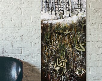 Mixed Media Tree Art  - Surreal Mixed Media Art - Large Giclee Art Print - Tree Talker Art