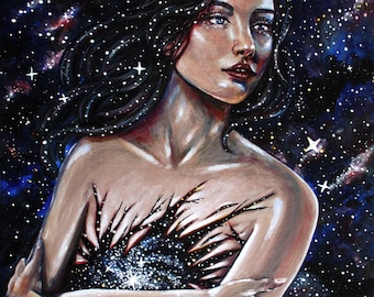 Reclamation of Self glow in the dark original painting by Rachael Caringella Tree Talker art