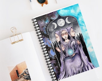 The High Priestess Spiral Notebook by Rachael Caringella / Tree Talker Art