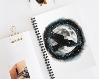 Moonlit Raven Spiral Notebook by Rachael Caringella / Tree Talker Art