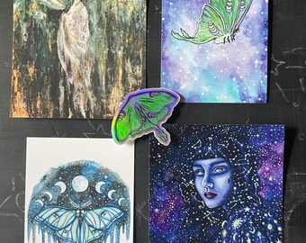 Lunar Goddess Art Print Set - Curated Art Collection - Moon Goddess Art Gift Idea