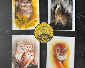 Wildlife Art Print Set- Curated Mini Art Collection- Gift for Nature and Animal Lovers