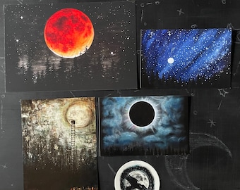 The Moon Art Print Set - Curated Art Collection - Gift Set for Moon Lovers
