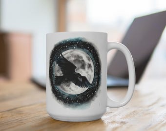 Moonlit Raven Mug by Rachael Caringella / Tree Talker Art