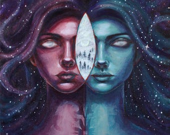 Original Glow in the Dark Painting - "Reality Shift" Acrylic Surrealist Art Painting by Tree Talker Art