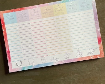 Weekly Notepad Calendar Weekly Planner for Intentional Living and Witches with Adhd