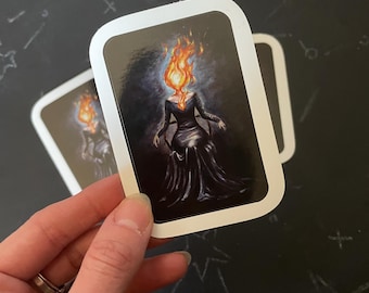 She Burns Individual Sticker 2"x3" Feminism Sticker Painting by Rachael Caringella