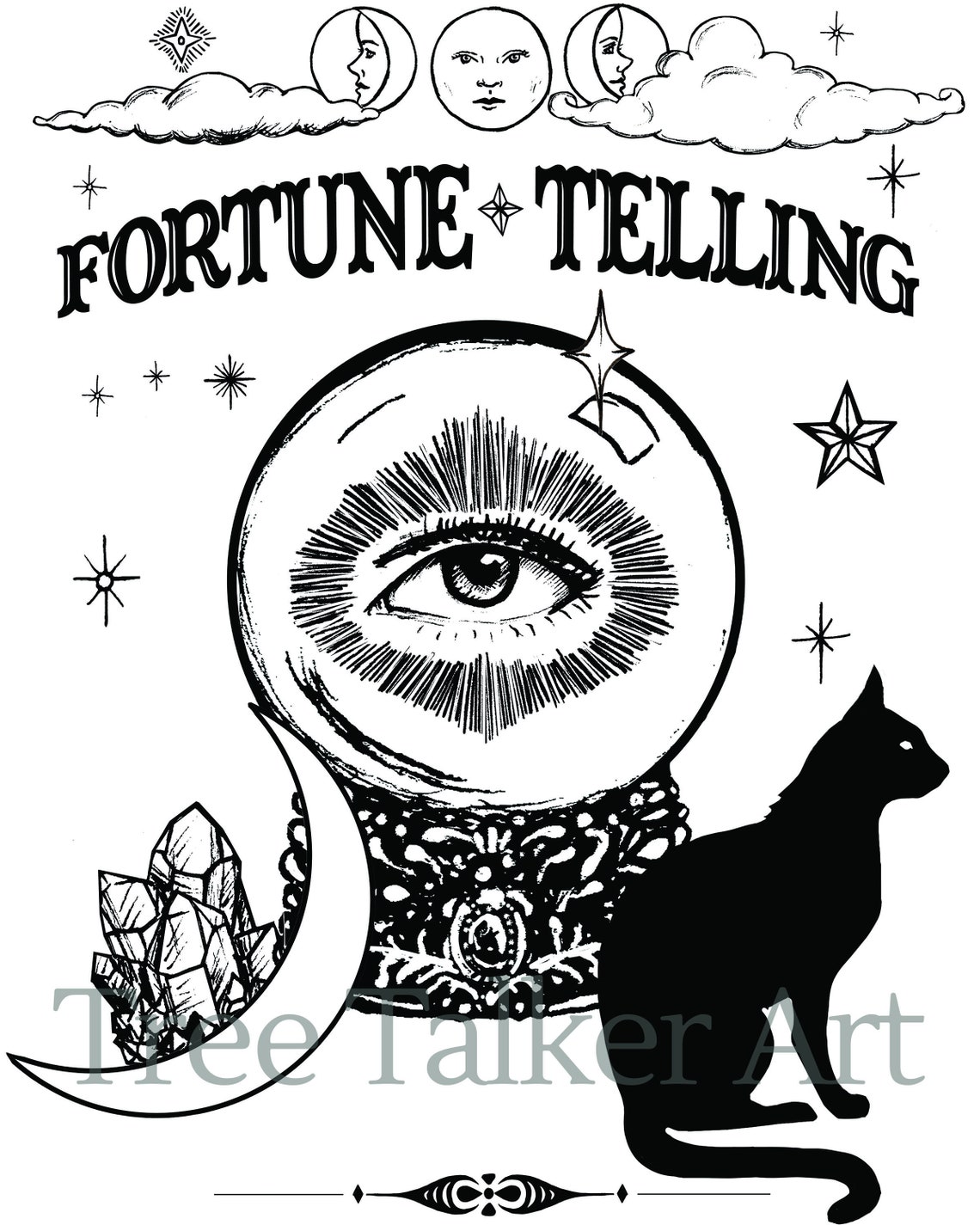 Vintage Style White and Black Fortune Telling Sign Fine Art Etsy