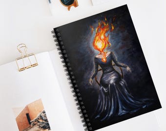 She Burns Spiral Notebook by Rachael Caringella / Tree Talker Art