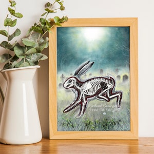 Lucky Rabbit - Skeleton Rabbit Art by Rachael Caringella - Tree Talker Art