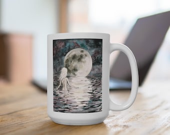 Full Moon Woman Mug by Rachael Caringella / Tree Talker Art