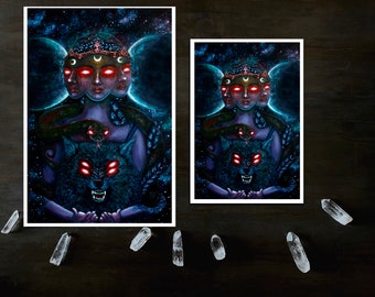 Hecate Fine Art Print Giclee Hekate Goddess Glow in the Dark Art by Rachael Caringella Tree Talker art