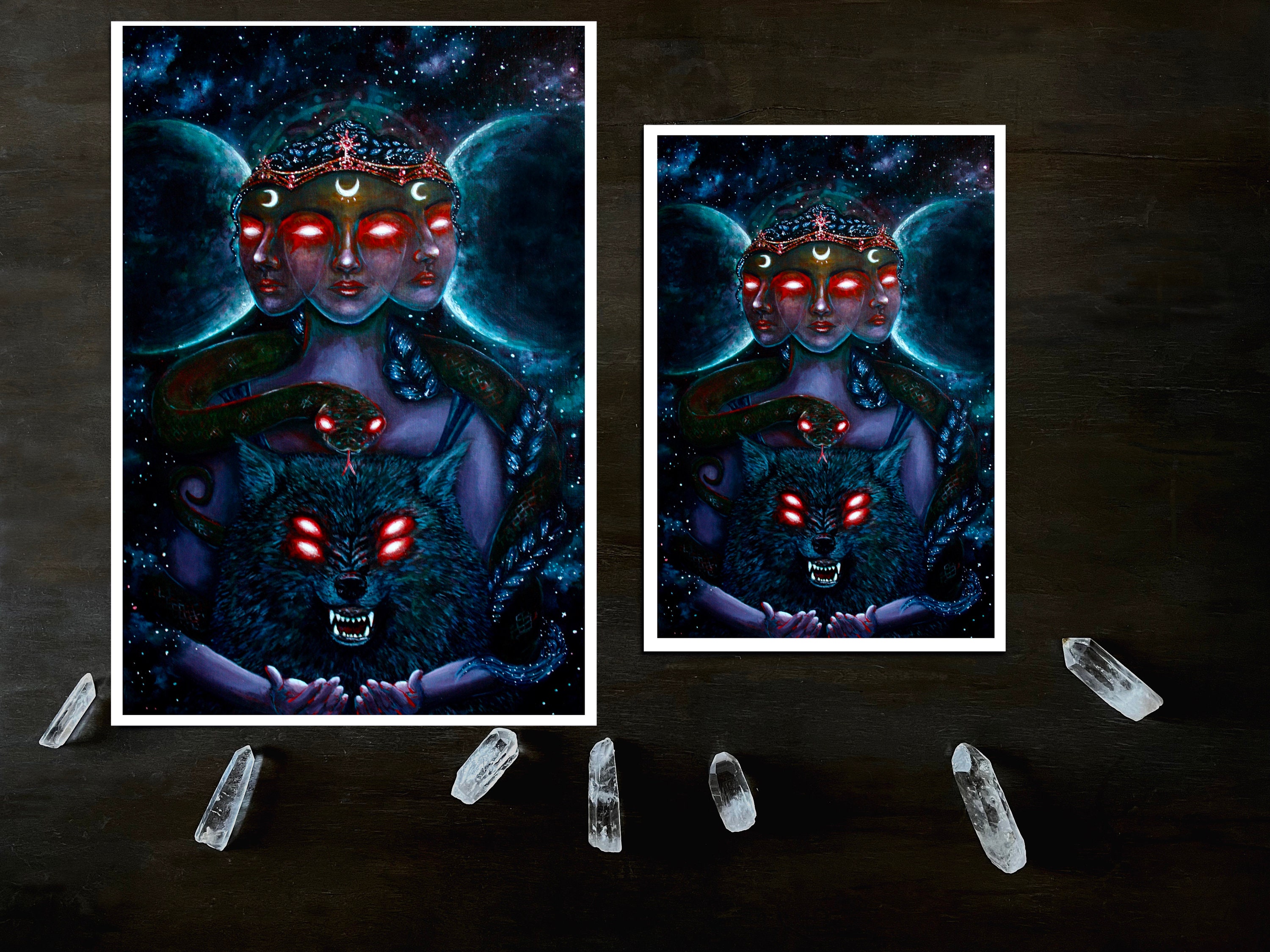 Hecate Fine Art Print Giclee Hekate Goddess Glow in the Dark Art by Rachael Caringella Tree Talker art