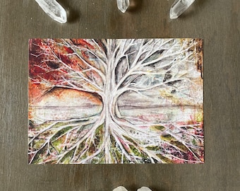 Tree of Life - Abstract Tree of All Seasons - Mini Art Print for Altar Spaces and Cozy Nooks - Versatile Display - By Tree Talker Art