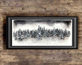 Winter Forest - Snowy Forest Watercolor Painting by Rachael Caringella - Tree Talker Art