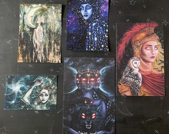 Goddess Art Print Set, Curated Art Collection- Moon Goddess Art Print- Gift Idea for Witches