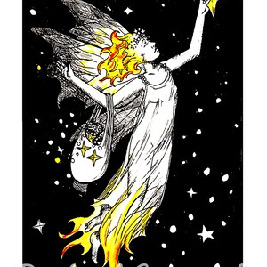 Star Light Fairy Illustration Giclee Fine Art Print Pen and Ink Illustration Fairy Art Artist Rachael Caringella image 2