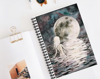 Full Moon Woman Spiral Notebook by Rachael Caringella / Tree Talker Art