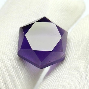 Natural Purple Amethyst Hexagon Loose Stone, Star Cut Faceted Gemstone, Collectors Stone, 13 mm Faceted Jewelry Making, Healing Crystal Gift