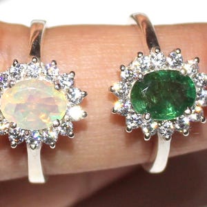 Feueropalring, sambischer Smaragdring, äthiopischer Feueropalring, Sterlingsilberring, Ehering, Geburtstagsgeschenkring, viktorianischer Schmuck