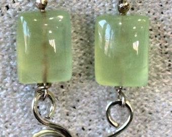 Prehnite Sterling Silver Dangle Earrings: Natural Gemstone, Elegant Drop