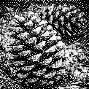 Imagen vectorial de arte punteado de piñas. Proyecto de fresadora CNC/Descarga de archivo de grabado láser (archivos SVG, DXF y PNG).