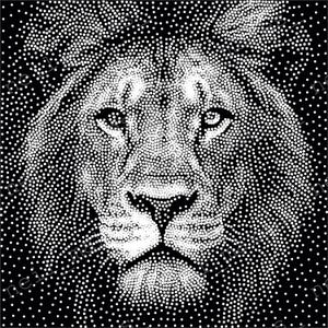 Imagen vectorial de arte punteado de león para proyecto de fresadora CNC/descarga de archivo de grabado láser (archivos SVG, DXF y PNG)